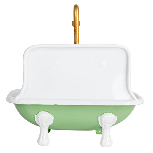 Metal Sink Soap Dish w/ Faucet, Green