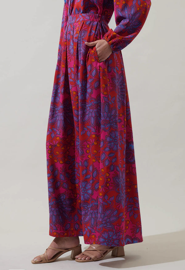 Darret Floral Lucie Pleated Maxi Skirt