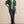 Green Puff Sleeve Top w Contrast Collar and Front Trim