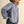 Denim Button Down Top w Ruffle Mock Neckline