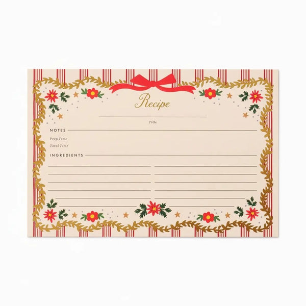 Pack of 12 Holly Jolly Recipe Cards