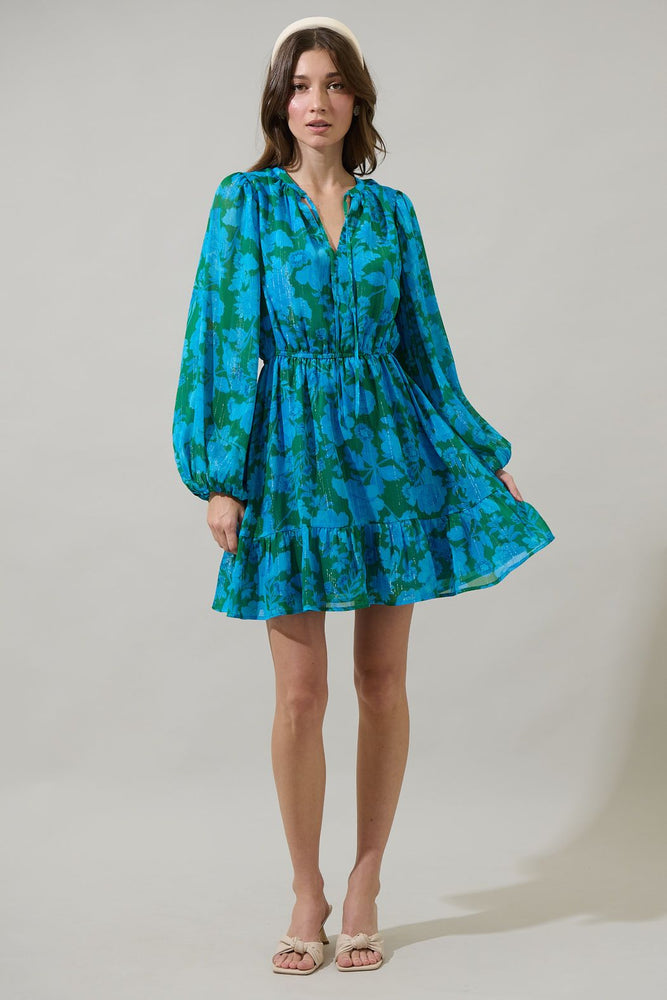 Amren Floral Paxton Balloon Sleeve Dress