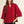 Burgundy 3/4 Sleeves Crinkled Top w Ruffled Neckline
