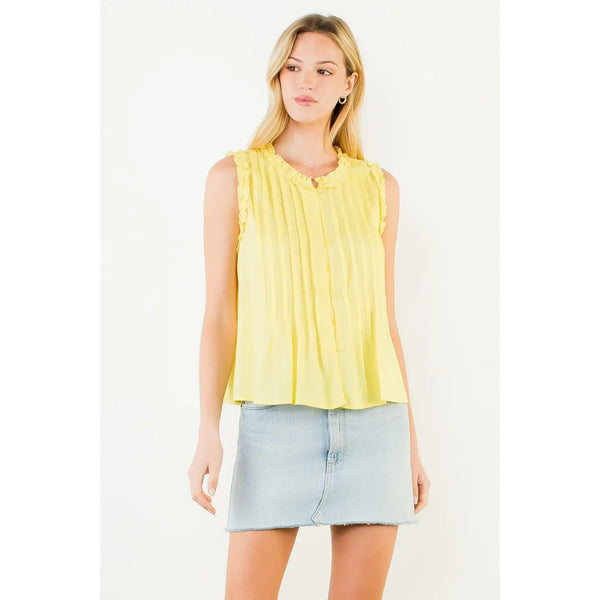 Sleeveless Ruffle Detail Top - Yellow