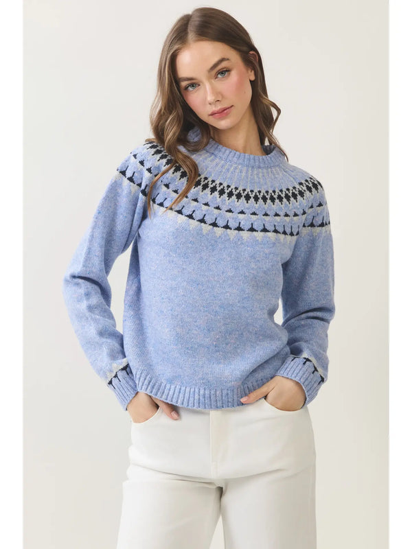 Northern Style Pattern Knit Sweater | Light Blue
