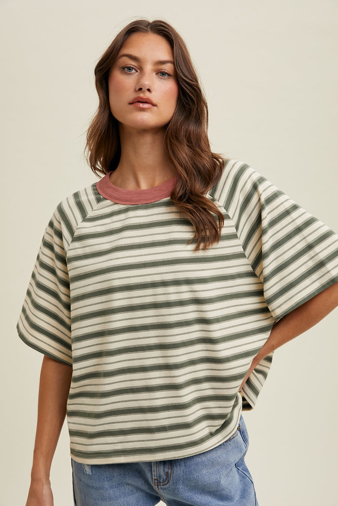 Striped Contrast Knit Top