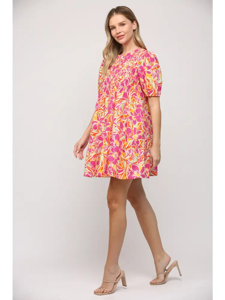 Floral Print Poplin Bodice Dress