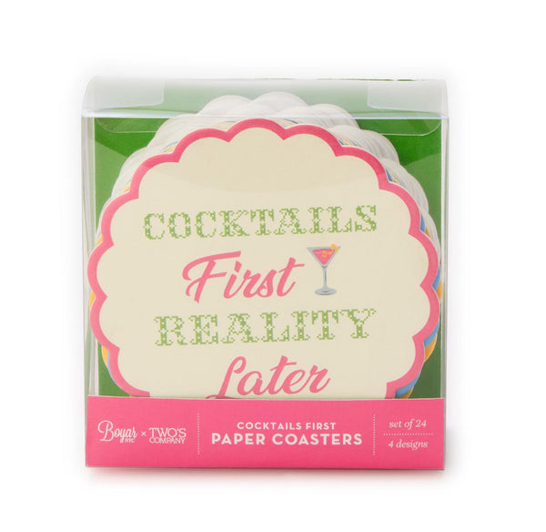 Cocktails First Set of 24 Heavyweight Paper Coasters in Gift Box