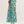 Botanical Green & Blue Print Cap Sleeve Midi Dress