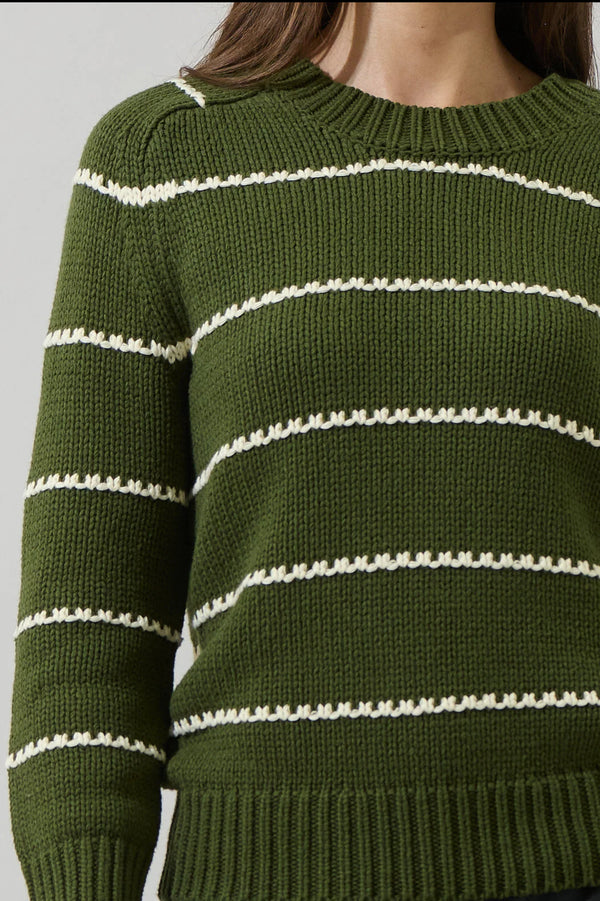 Tammy Stripe Long Sleeve Sweater Olive