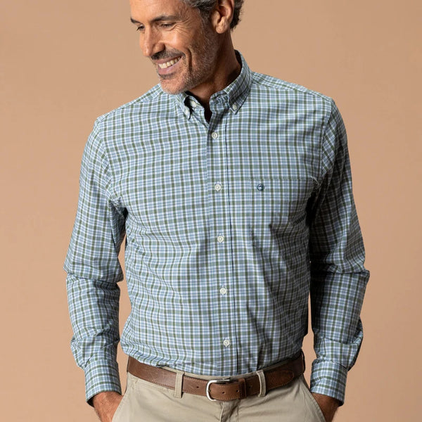 Performance Poplin Sport Shirt - Mossy Bark