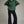 Green Short Sleeve Top w Split V-Neck & Contrast Stitch detail