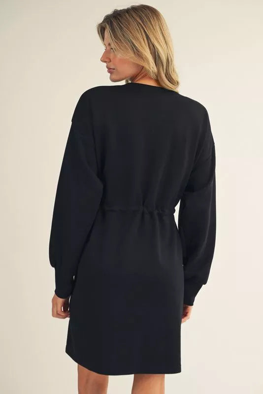 Black Drawstring Casual Dress
