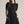 Solid Black Puff Sleeve Mini Dress w Round Neck