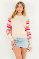 Rib It Pattern Sleeve Sweater