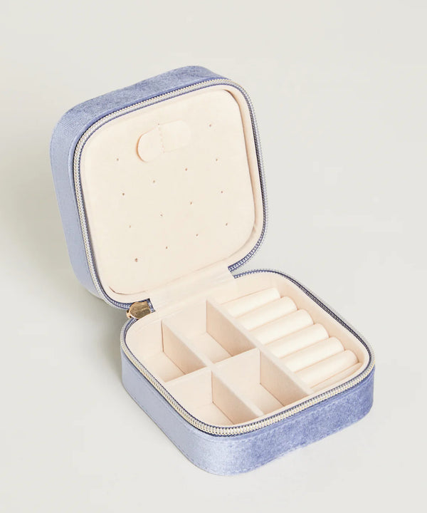 Velvet Jewelry Travel Case Blue