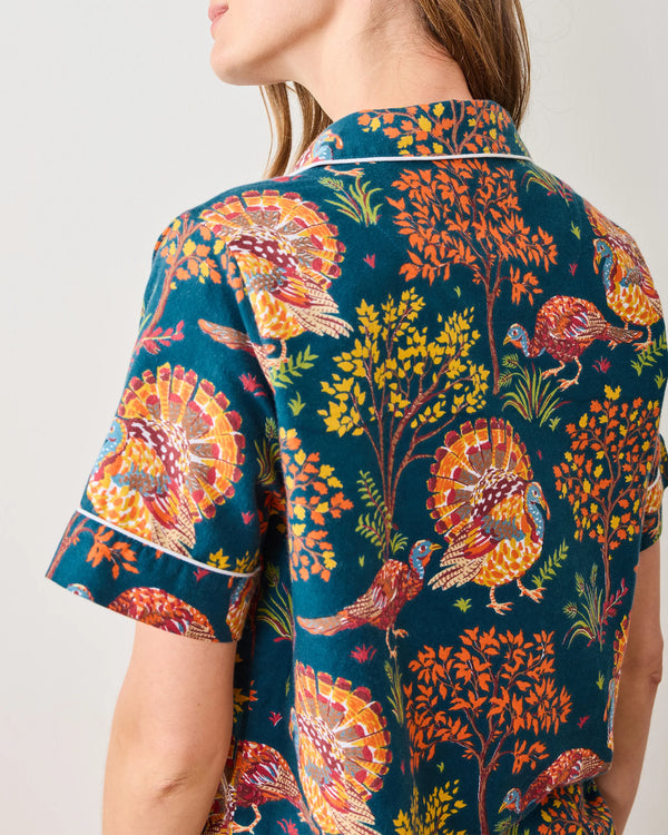 Lightweight Flannel Short PJ Set in Turkey Trot