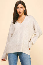 Soft V-Neck Sweater - Oatmeal