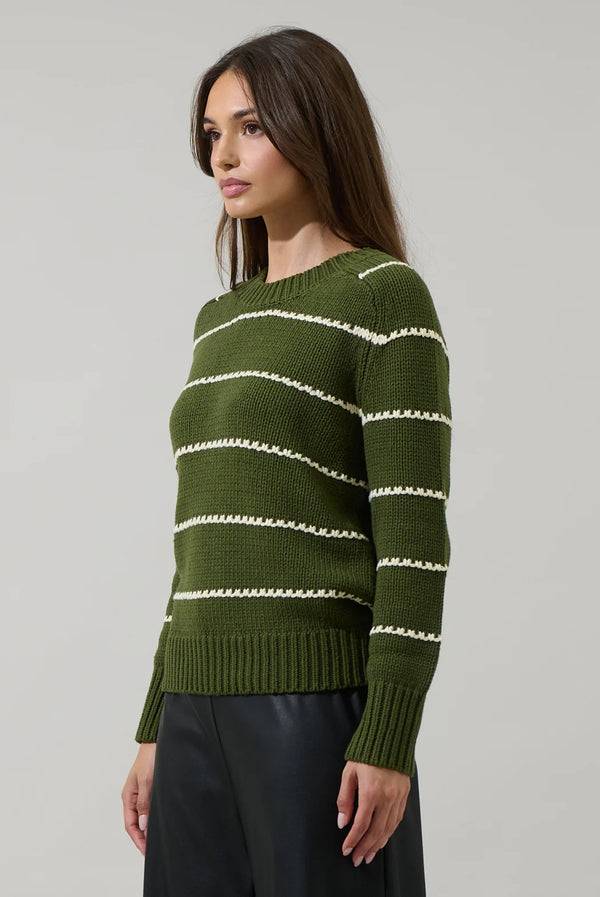 Tammy Stripe Long Sleeve Sweater Olive