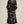 Black Floral Embroidered Puff Sleeve Midi Dress