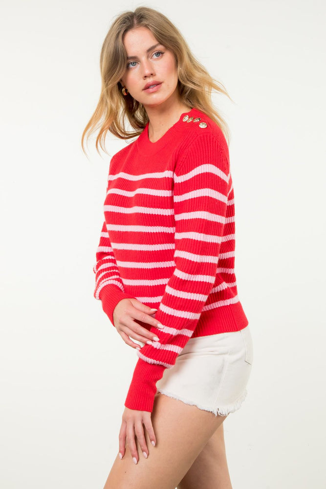 Red Striped Knit Sweater