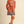 Mandarin Salmon Floral Border Print Belted Mini Dress