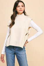 Side Tied Sweater Vest - Cream