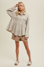 Mocha Plaid Button Up Shirt