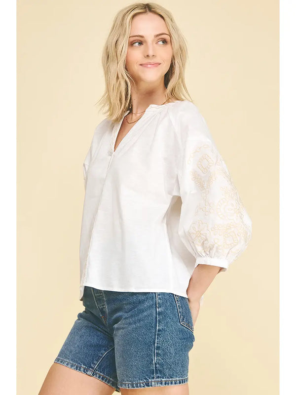 Floral Embroidered Blouse Top