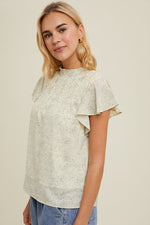 Dot Smocked Mock Neck Blouse