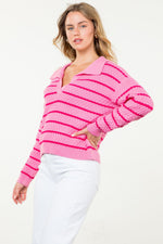 Striped Textured Knit Sweater