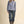 Denim Button Down Top w Ruffle Mock Neckline