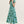 Botanical Green & Blue Print Cap Sleeve Midi Dress