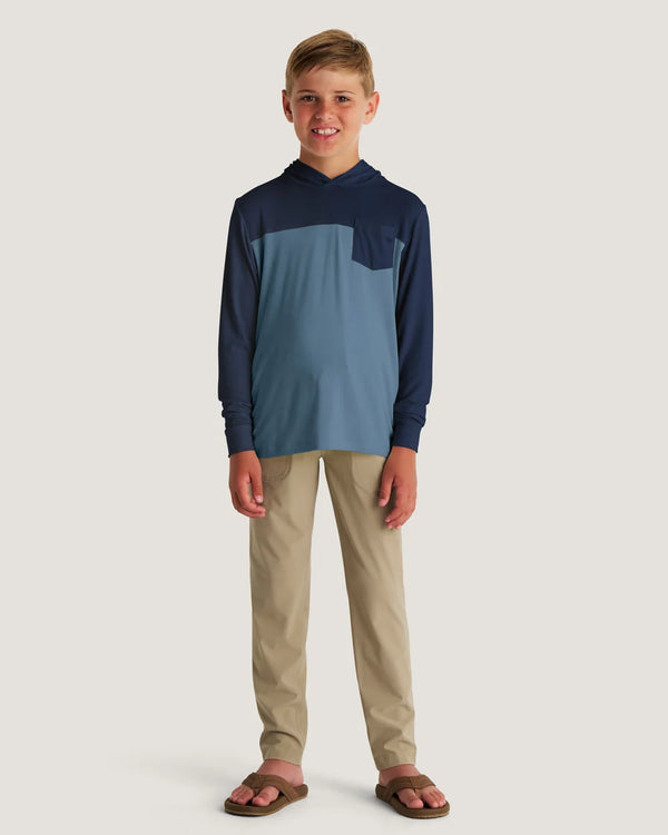 Youth Colorblock Bamboo Shade Hoodie - True Navy / Blue Fog