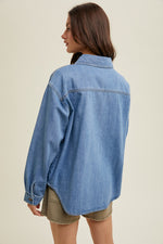 Denim Shirt with Burnout Pocket