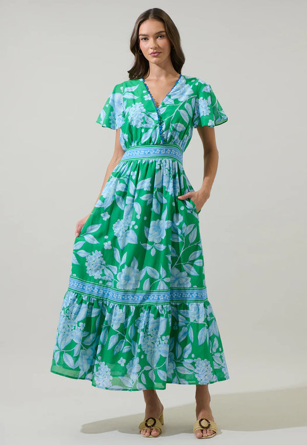 Verbena Floral Ingrida Surplice Maxi Dress
