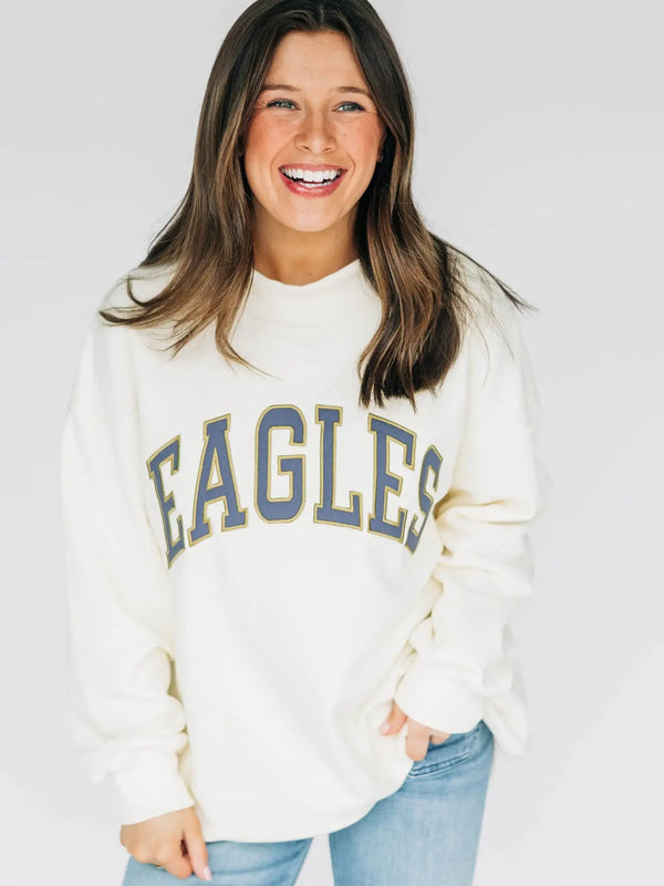 The Madi Classic Mockneck Eagles Applique | Bone