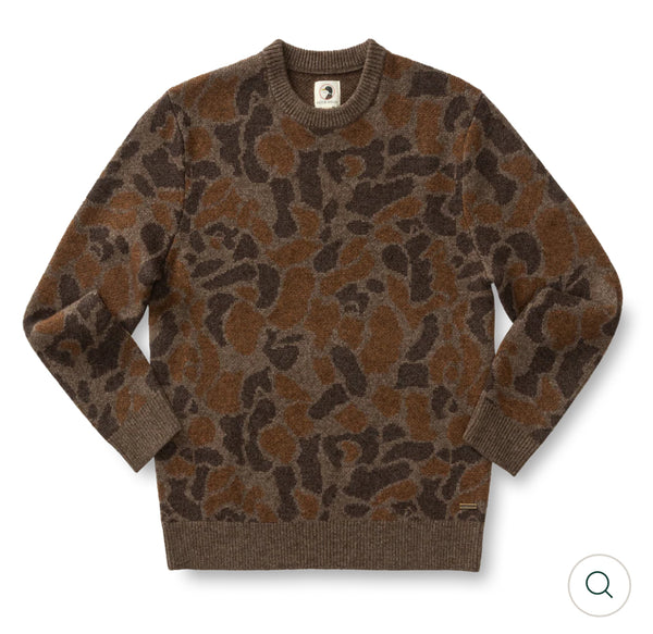 Camo Intarsia Crewneck Sweater Toasted Khaki Camo