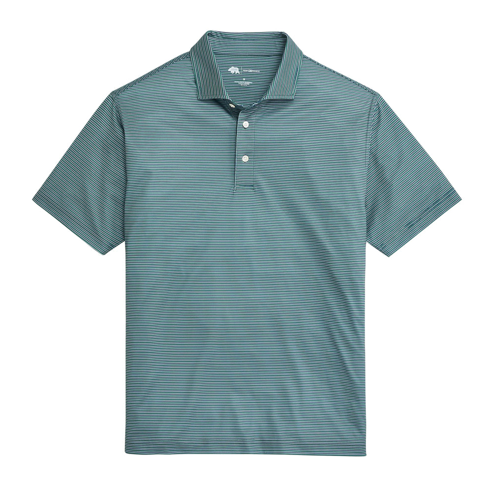 Trophy Stripe Performance Pique Polo - Smoke Pine