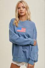 Oversized Flag Pullover Sweatshirt