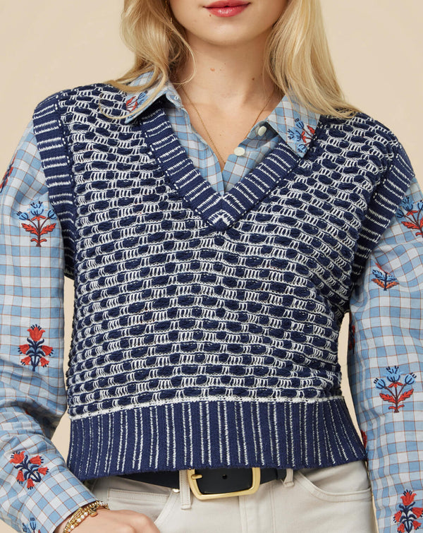 Molly Sweater Vest Indigo Jacquard