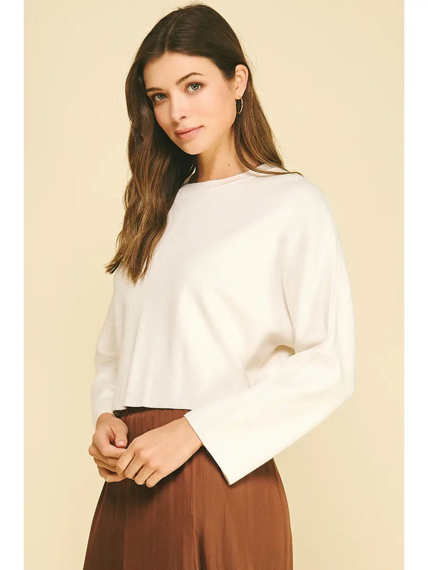 Wide Sleeve Sweater with Gathered Back Detail