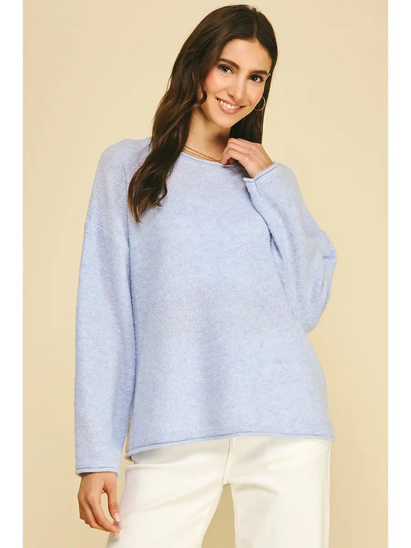 Light Blue Soft Textured Knit Sweater