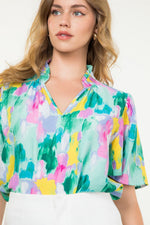 Aqua Abstract Pattern Top