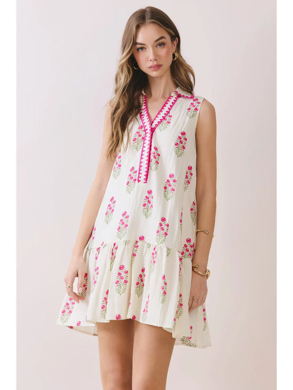 Floral Print Sleeveless Tiered Babydoll Dress