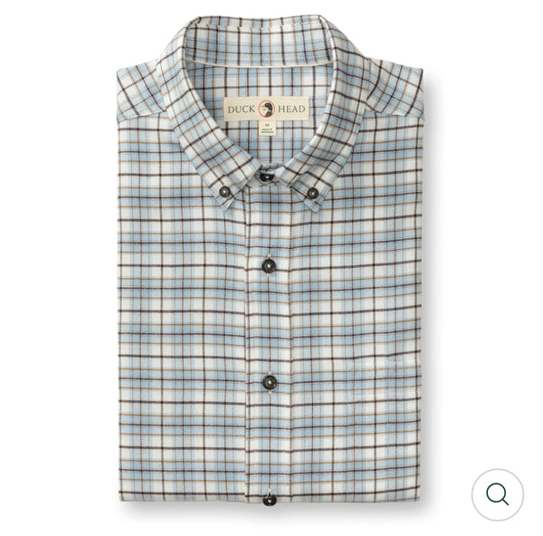 Cotton Flannel Sport Shirt
Layne Plaid Glacier Blue
