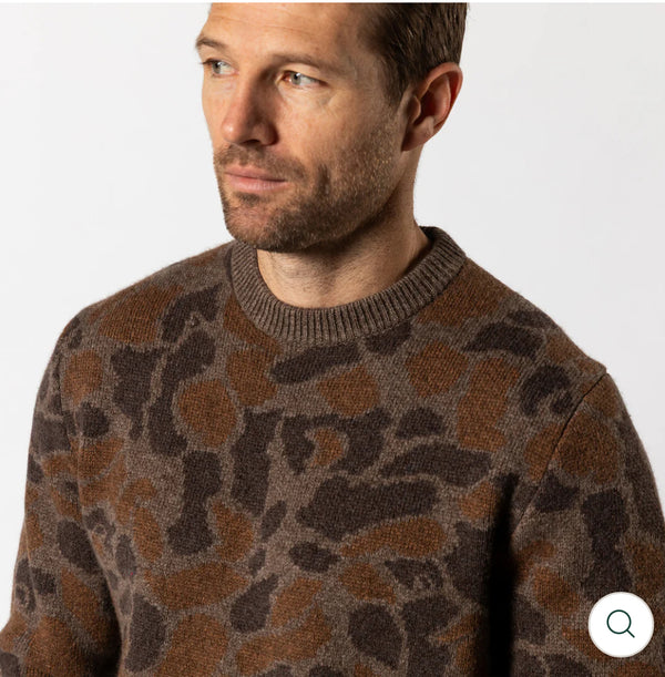 Camo Intarsia Crewneck Sweater Toasted Khaki Camo