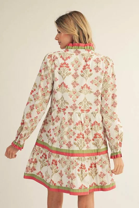 Marsala Floral Tiered Dress