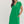 Green Solid Cap Sleeve Midi Dress w Contrast Scallop Trim