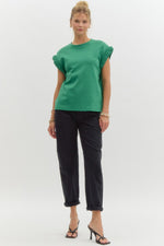 Kelly Green Braided Short Sleeve Top